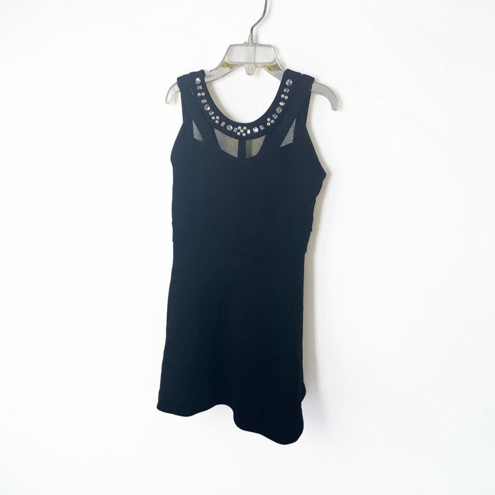The Childrens Place Girls Black Rhinestone Mesh Party Dress Size 6X/7